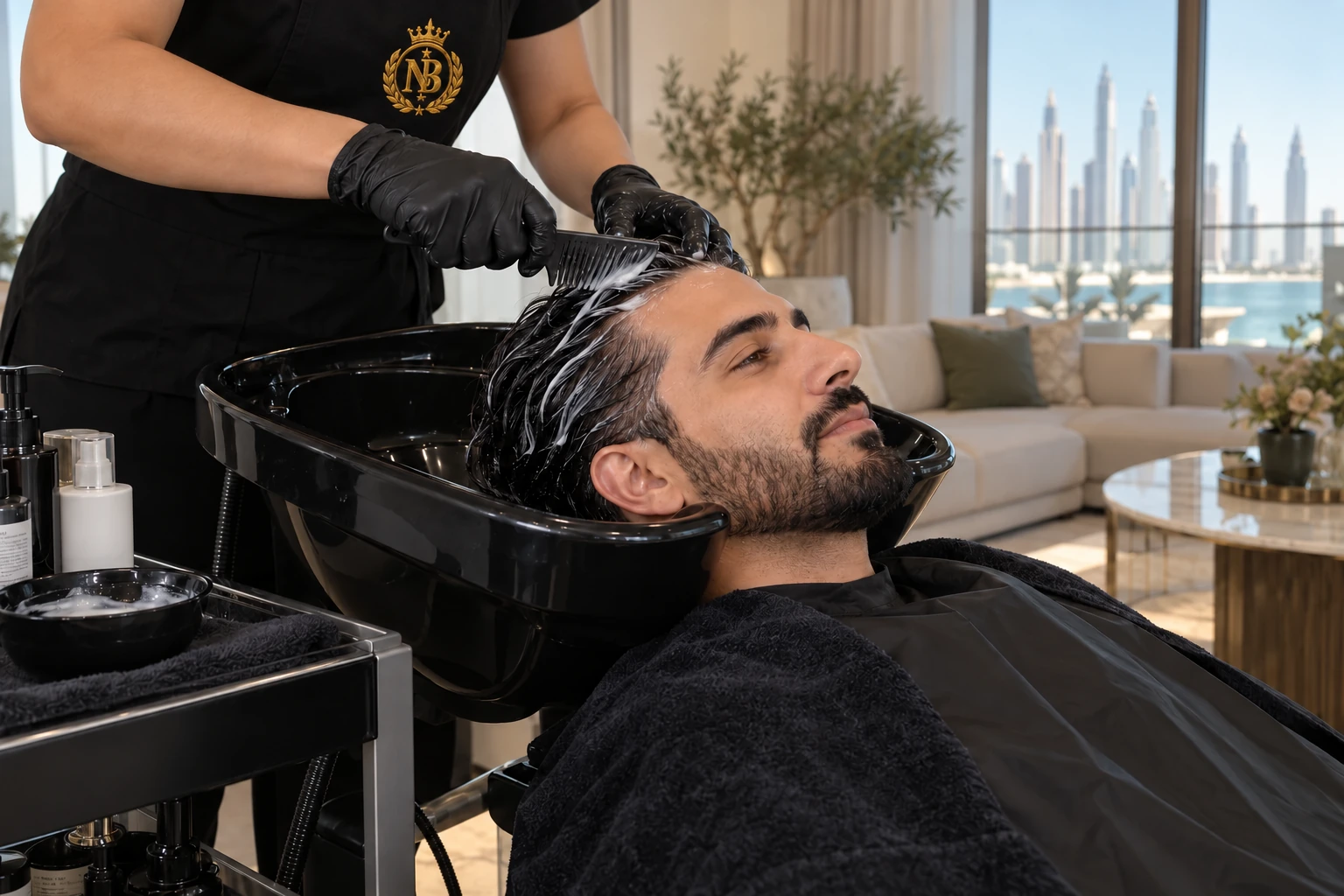 Hair care with a portable wash basin